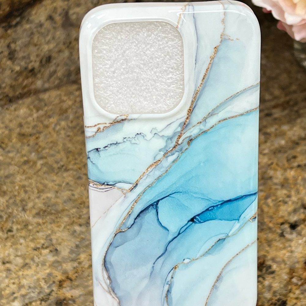 iPhone 11 Pro Max Phone Jelly Case, Blue Marble Glitter